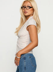 Ellis Island Collared Top Pink Stripe