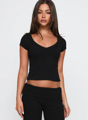 Lovely Day V Neck Top Black