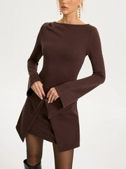 2 in 1 Wrap Long-Sleeve Mini Dress