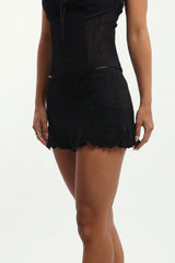 Black Flare Skort Mid Rise Lace