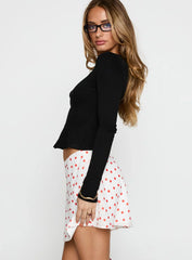 Dapple Bias Mini Skirt White / Red Polka