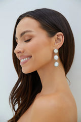 18K Gold Plated Precious Pearls Earrings Silver