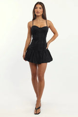 Black Fit And Flare Dress Drop Waist