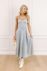 Chic Sweetheart Denim Midi Dress