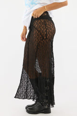 Black Lace Maxi Skirt High Rise
