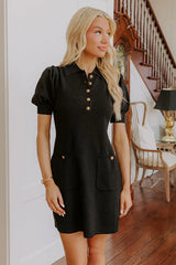 Vino On The Patio Knit Mini Dress in Black