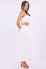 White Bodycon Dress One Shoulder Maxi