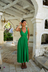 All The Girls Linen Maxi Dress Green