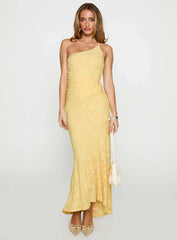 Starlights One Shoulder Maxi Dress Lemon
