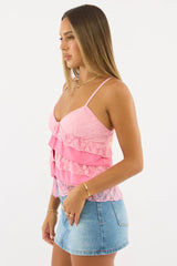Pink Singlet Top Lace