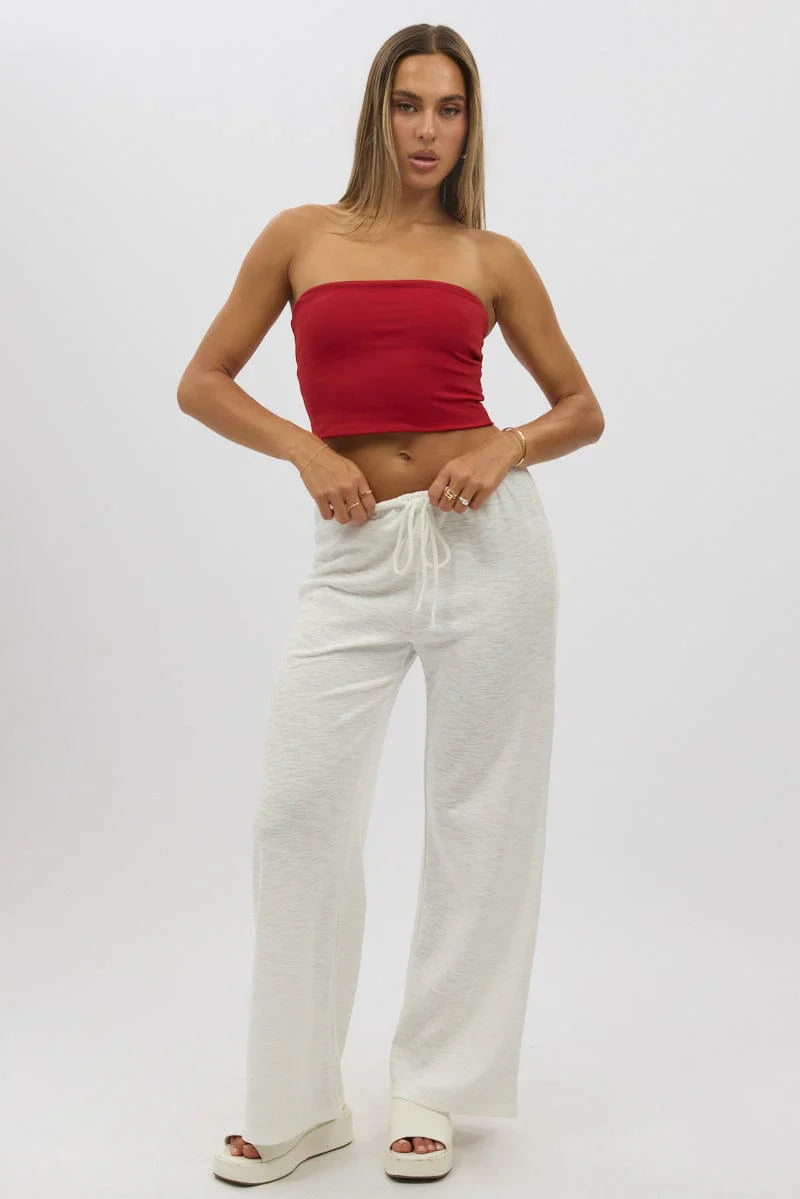 White Wide Leg Pants Low Rise