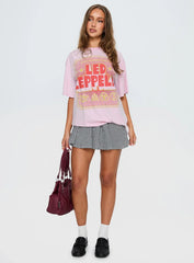 Led Zeppelin Oversized Vintage Graphic Top Pink