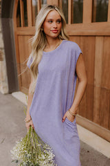 Beach Daydream Vintage Wash Midi Dress in Purple
