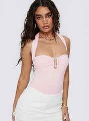 Swaying Buckle Detail Bodysuit Pink
