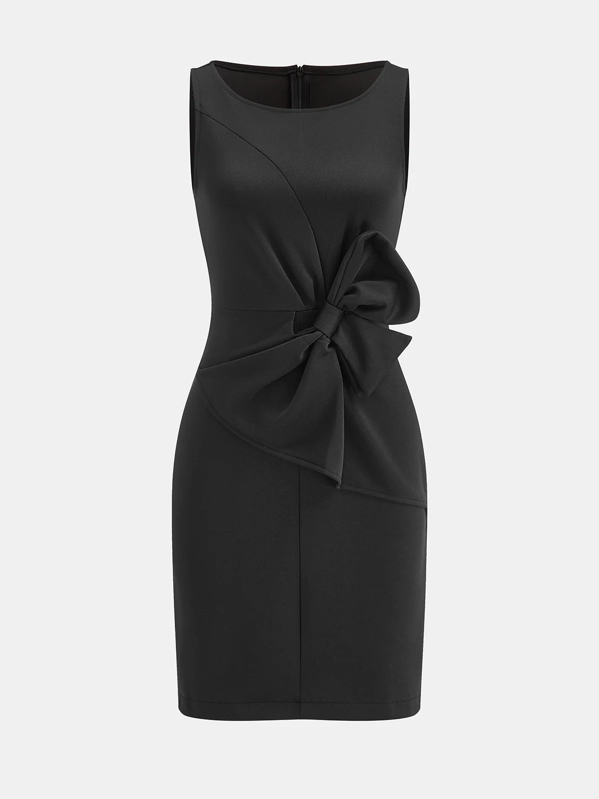 Bow-Accented Sleeveless Sheath Dress