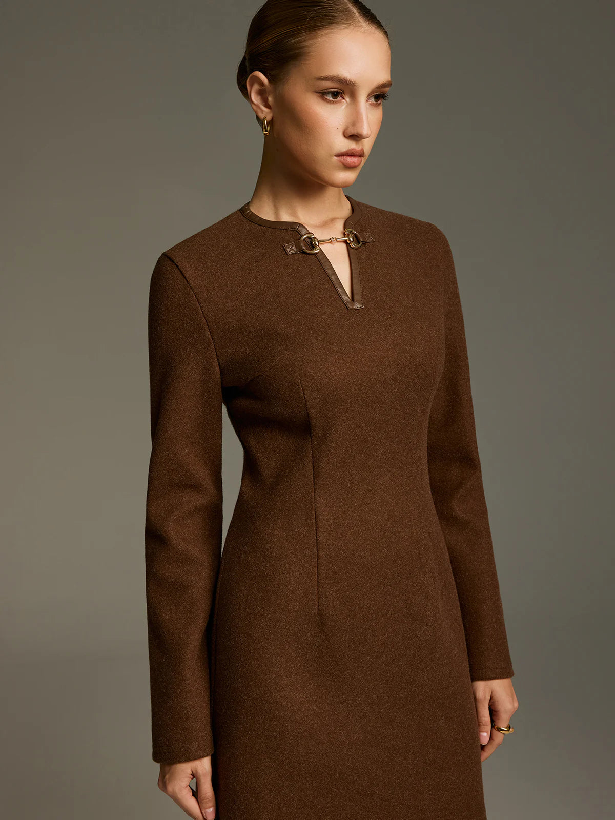 Horsebit Detail A-Line Mini Dress