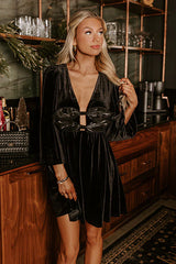 Flirty Allure Velvet Mini Dress in Black