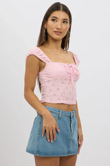 Pink Eyelet Top Sleeveless