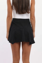 Black Stripe Scarf Hem Mini Skirt High Rise