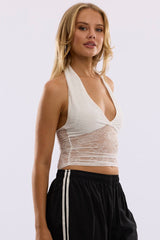 White Halter Neck Top Lace