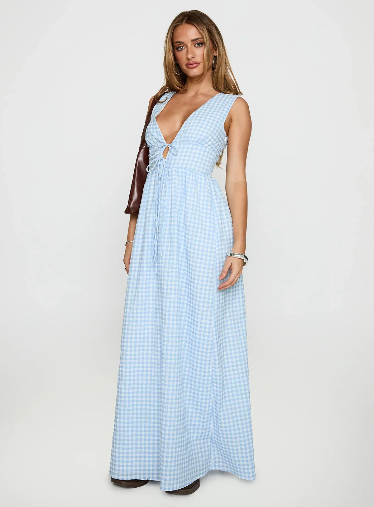 Pokey Maxi Dress Blue Check