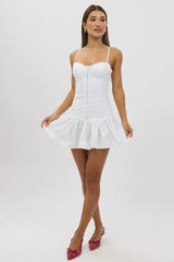 White Fit And Flare Dress Drop Waist