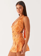 Cinzia Beaded Mini Dress - Orange