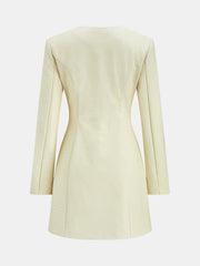 Floral Metal Button Faux Leather Mini Dress