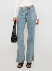 White Mustang Side Split Jean Light Blue