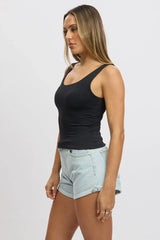 Black Supersoft Top U Neck Sleeveless