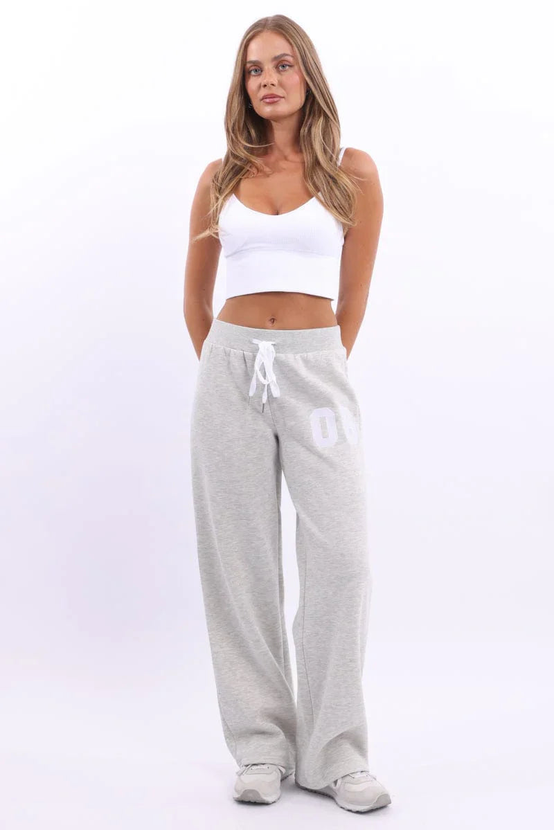 Grey Track Pants Wide Leg