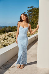 Dinner Plans Lace Maxi Dress Blue