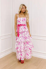 Feeling Dreamy Floral Tiered Maxi Dress in Fuchsia