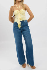 Denim Wide Leg Jeans Mid Rise