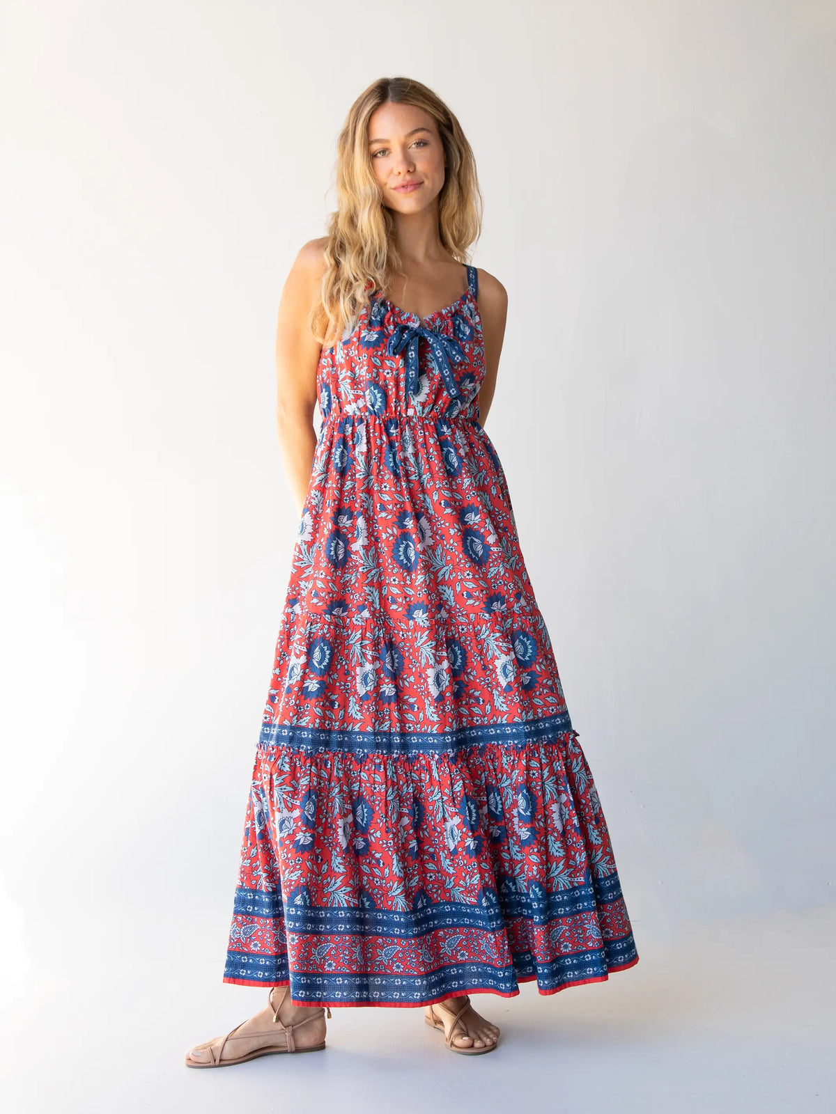 Isabella Maxi Dress - Red Blue Floral