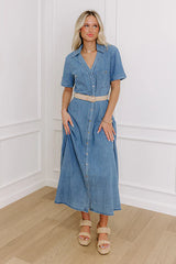 Barcelona Sun Chambray Button Down Midi Dress