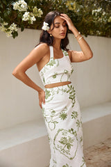 Over The Hedges Halter Crop Top Green