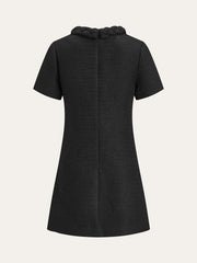 Tweed Braided Rope Collar Short Sleeve Dress