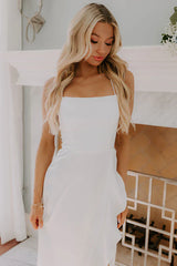 Whirlwind Romance Satin Maxi Dress in White
