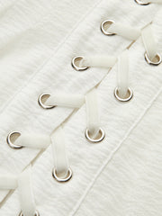 Lace-Up Front Semi-Sheer Dress