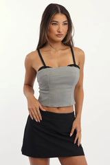 Grey Cami Bandeau Sleeveless Sweetheart Neckline