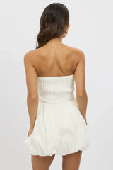 White Bubble Mini Dress Strapless