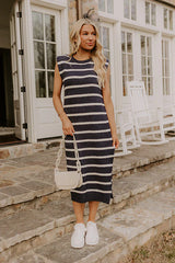 Sunset Sail Knit Midi Dress in Navy