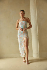 Yvette Ruffles Tube Maxi Dress