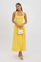Yellow Maxi Dress Halter Neck