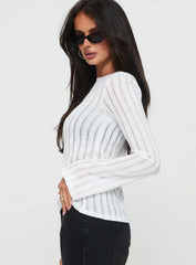 Tuppence Ribbed Long Sleeve Top White