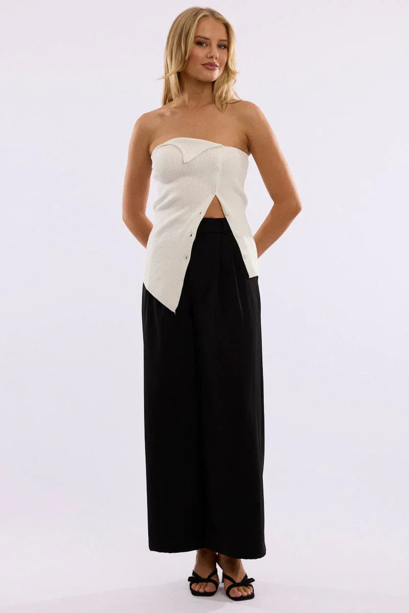 Black Tailored Pants Mid Rise