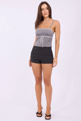 Grey Lace Tape Cami Sleeveless Adjustable Straps