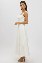 White Maxi Dress Drop Waist