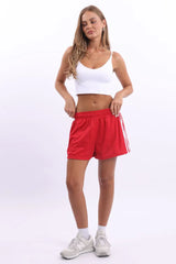 Red Track Shorts Side Stripe